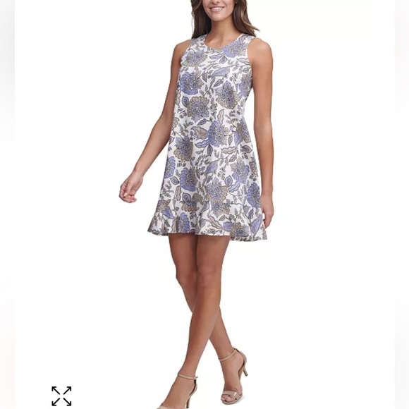 Tommy Hilfiger Linen Blend Sleeveless Provincial Paisley Shift Dress Size 10 - Picture 1 of 14